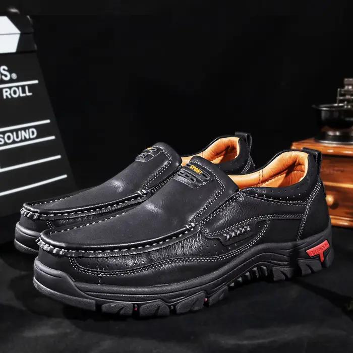 FLYLAND Mocassins classiques en cuir pour hommes Vintage Couture à la main Oxfords Chukka Boots Bott