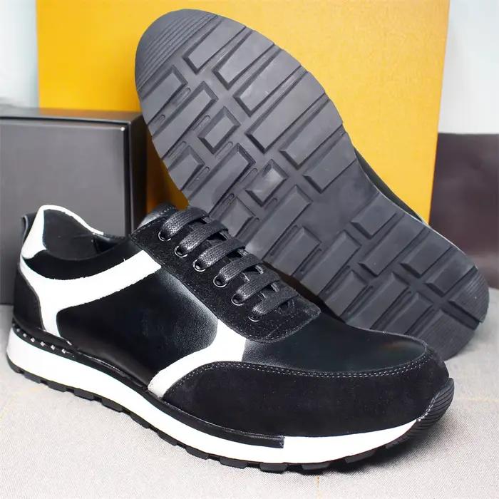 Chaussures en cuir pour hommes de haute qualité à lacets bout rond confortable à la main bleu chauss
