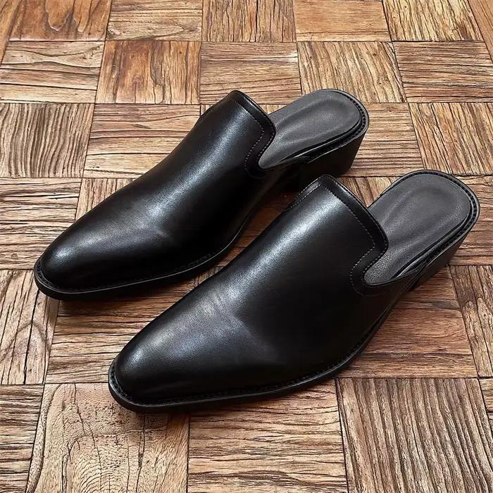 Nouvelles mules d'été pour hommes, style Baotou, à bout pointu, semelle épaisse, en cuir, décontract