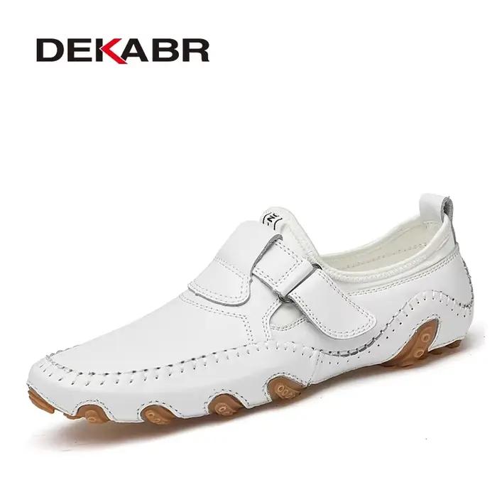 DEKABR – mocassins en cuir véritable pour homme, chaussures souples, confortables, à enfiler, faites