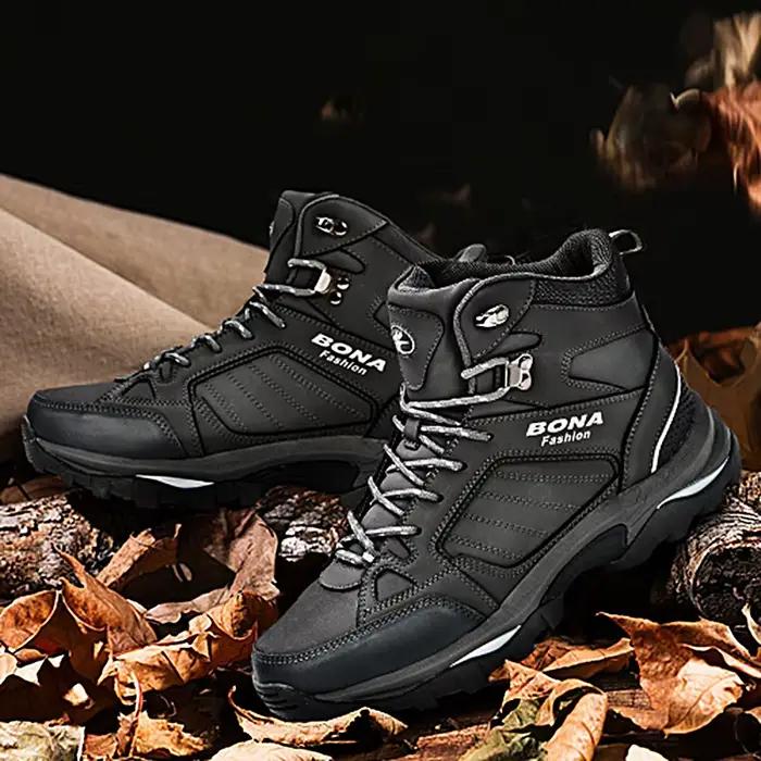 BONA-Bottes en cuir coordonnantes pour homme, chaussures de neige confortables et durables, courtes
