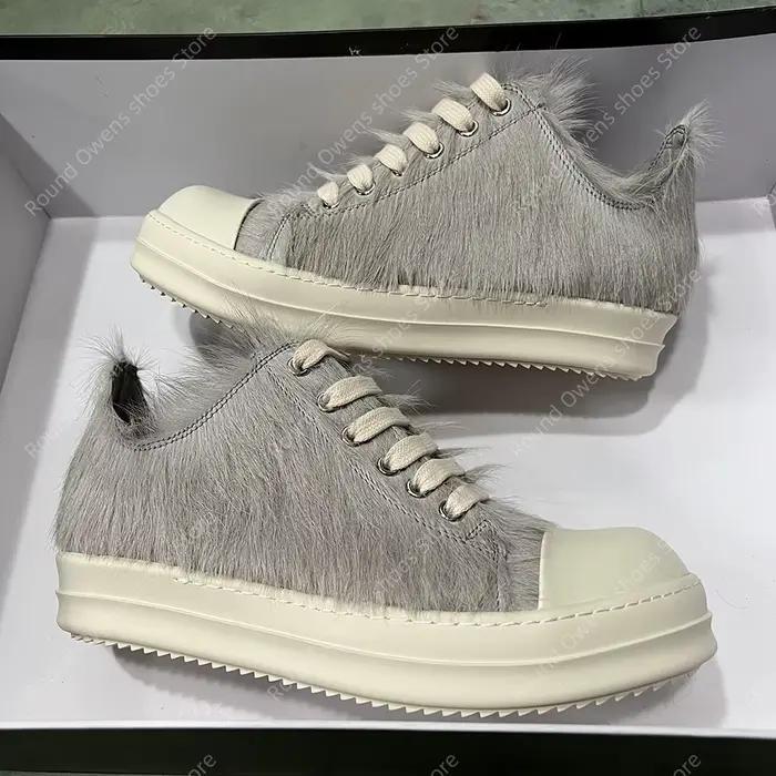 Chaussures décontractées pour hommes, marque de qualité supérieure, fourrure de cheval grise