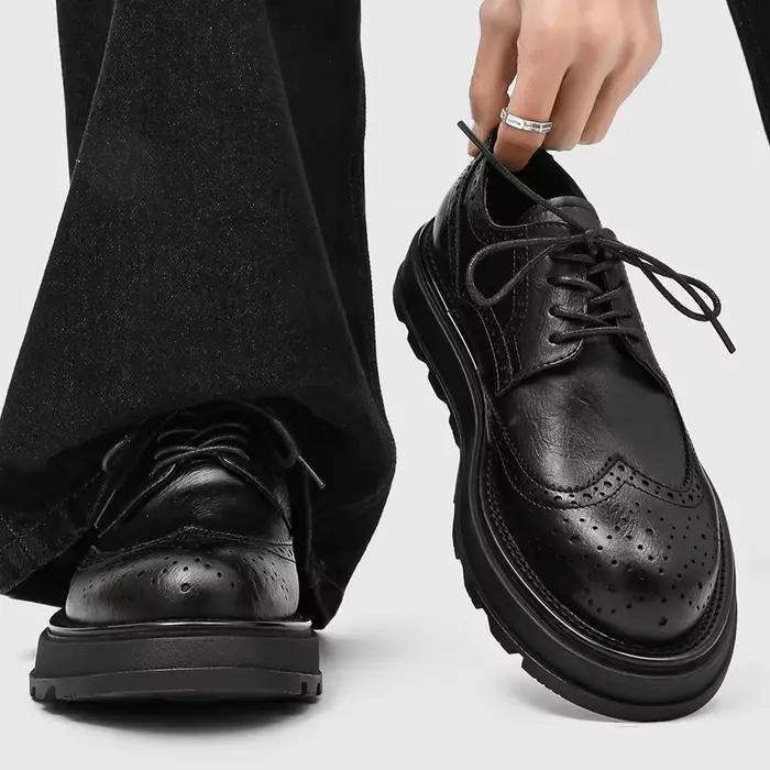 Chaussures brogues marron tendance pour hommes, style coréen, nouvelle collection printemps-automne,