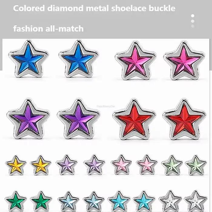 Nouveau diamant sans cravate lacets coloré étoile strass lacets de chaussures sans attaches lacets é