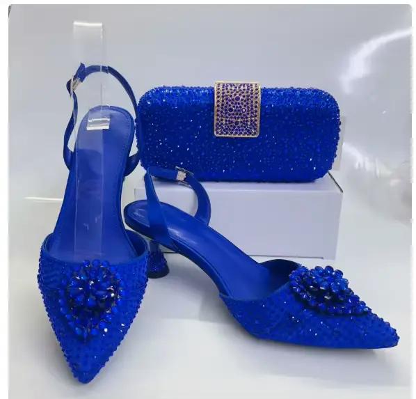 LNATISNOVA Ensemble assorti chaussures et sacs italiens 2026 – Sandales et sac de mariage bleu ciel
