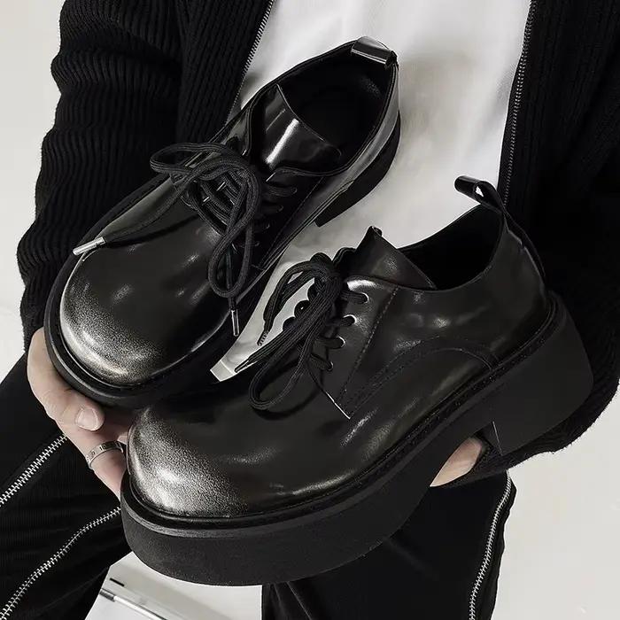 Grandes chaussures derbies polyvalentes en cuir retourné pour hommes, augmentation de la hauteur, se