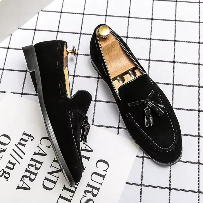 Mocassins d'été en daim à pampilles pour hommes, style italien 2026, souples et de haute qualité, ch