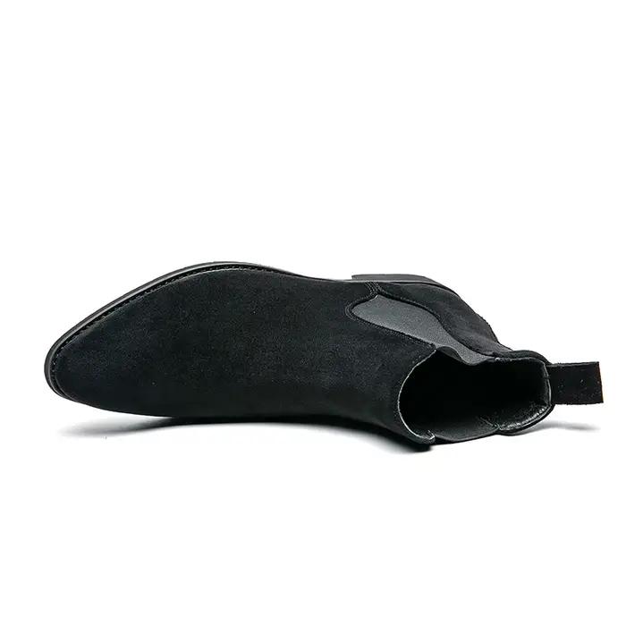Bottes Chelsea pour hommes vin rouge noir Faux daim affaires à talons bas à la main mode livraison g