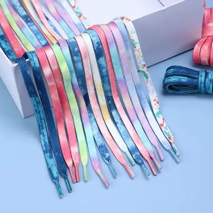 Lacets à teinture par nouage couleurs dégradées pour chaussures de sport bottes baskets patins chaus