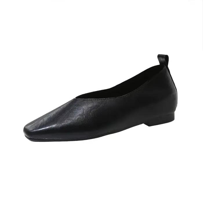 Chaussures simples à bout carré et bouche peu profonde, nouvelles chaussures plates d'automne à seme