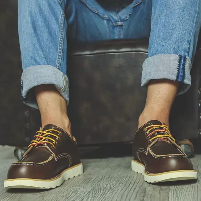 ZFTL hommes américain rétro chaussures décontractées hommes outillage monocouche peau de vache chaus