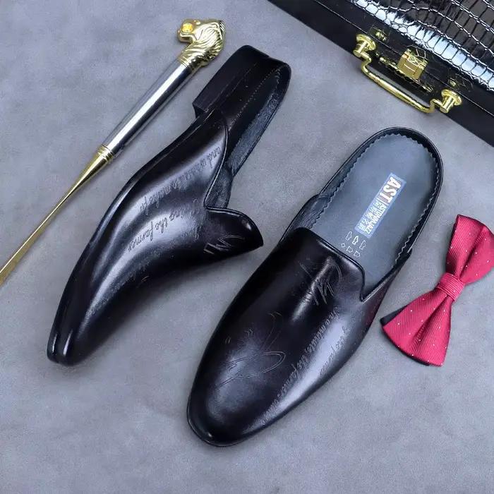 Mocassins de Luxe en Cuir group pour Homme, Pantoufles Décontractées, Chaussures d'Été Italiennes