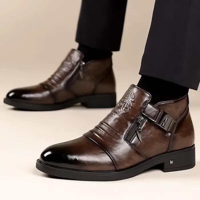 Bottines Chelsea assorties avec tout pour hommes, chaussures d'affaires en cuir souple avec fermetur