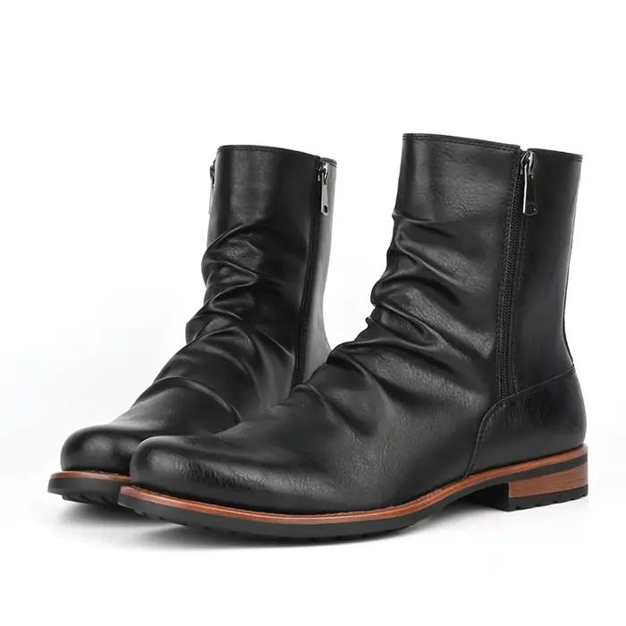 Bottes rétro à talons bas pour hommes, style britannique, décontracté, 03