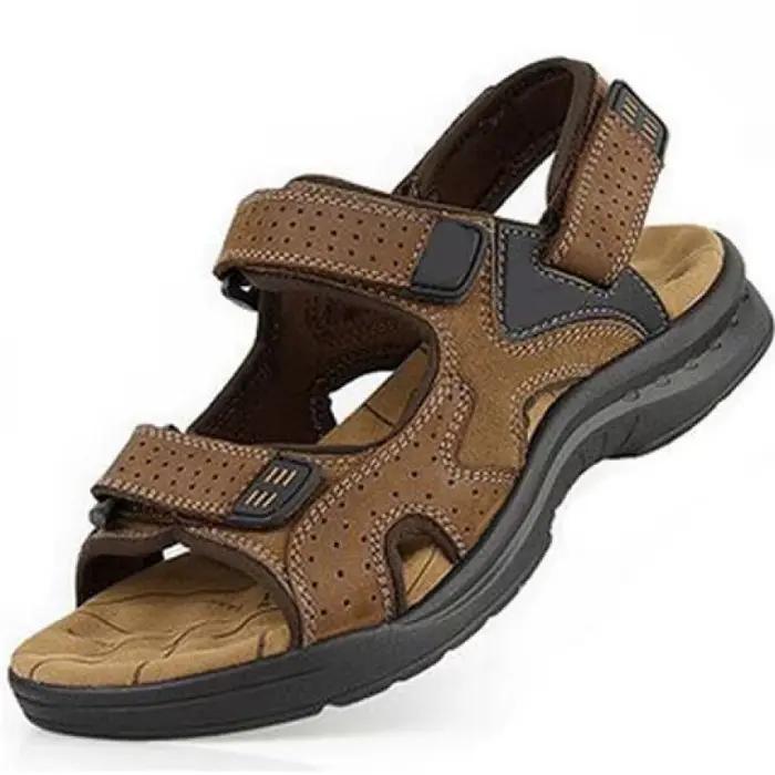Nouvelles sandales classiques pour hommes en cuir véritable, sandales d'été décontractées et légères