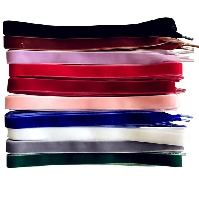 Lacets de bottes en velours de différentes couleurs, ruban plat de 100 cm de large, lacets lumineux,