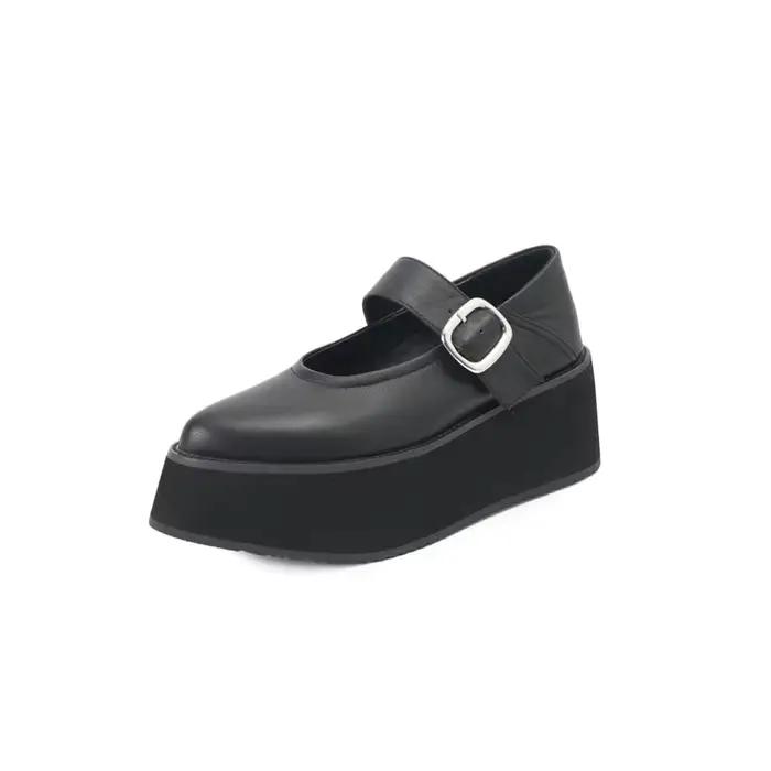 MKKHOU mode pompes nouvelle haute qualité en cuir véritable pointu chaussures à semelles épaisses ta