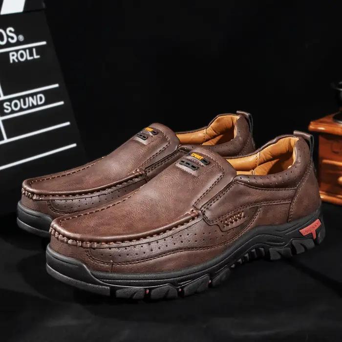 FLYLAND Mocassins classiques en cuir pour hommes Vintage Couture à la main Oxfords Chukka Boots Bott
