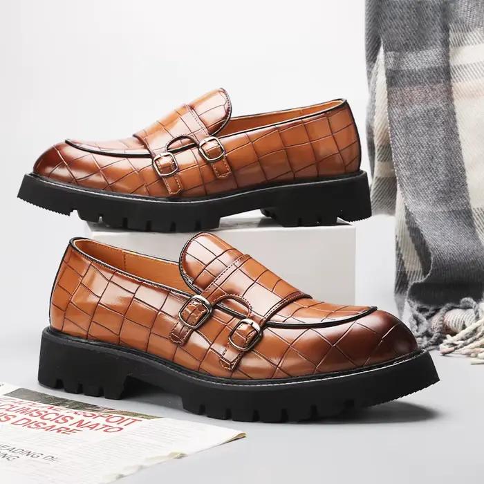Chaussures à plateforme en cuir à enfiler pour hommes, mocassins à l'offre elles optiques, chaussure