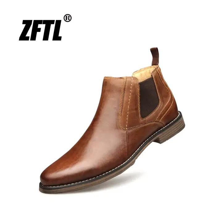 ZFTL nouveaux hommes Chelsea bottes chaussures faites à la main en cuir de vache grande taille homme