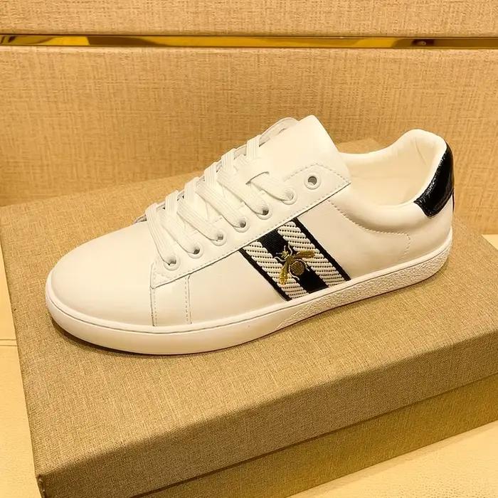 Marque de mode brodé abeille chaussures homme qualité en cuir véritable hommes Skate chaussures de l