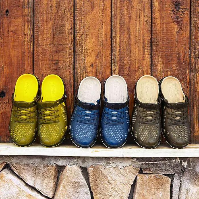 Sandales d'été faites à la main pour hommes, chaussures d'eau de jardin en caoutchouc souple, grande