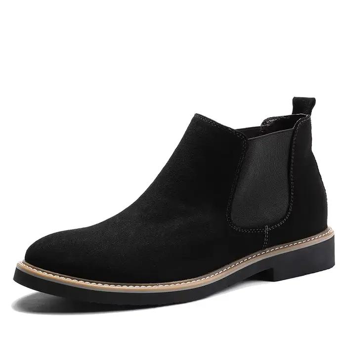Bottes de rinçage décontractées pour hommes, cuir suédé de vache, bottes de moto à enfiler, chaussur