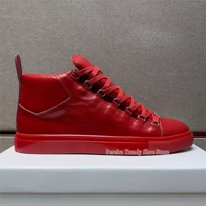 Chaussures montantes tendance en cuir véritable pour hommes, de marque, à bout rond, semelle épaisse