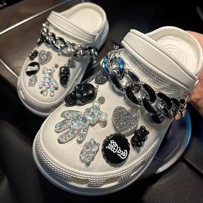 Offre spéciale Bundle pour chaîne argentée trou chaussures breloques concepteur mode tendance breloq