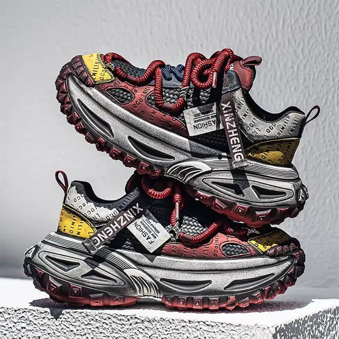 Chaussures pour hommes maille respirant plate-forme baskets léger luxe haut de gamme chaussures déco