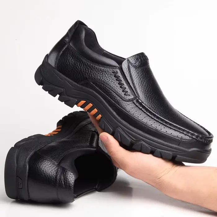 Chaussures en cuir véritable pour hommes, chaussures décontractées en cuir de vache souple, nouvelle