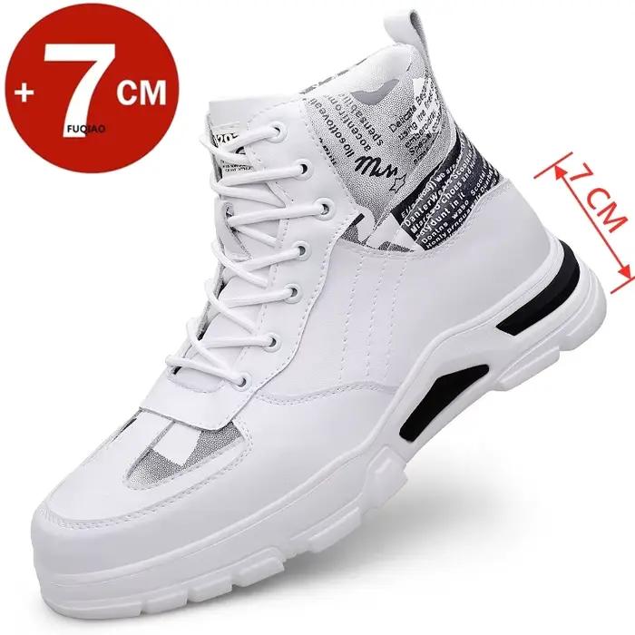 Bottes rehaussantes en cuir véritable pour hommes, talons cachés, bottes de rinçage invisibles, reco