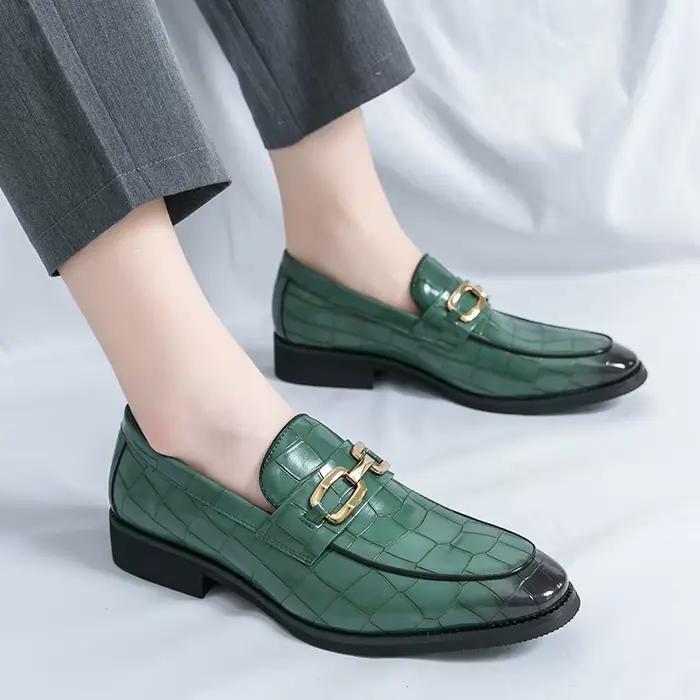 Mocassins floraux en cuir de grande taille pour hommes, chaussures pointues, mocassins à carreaux pr