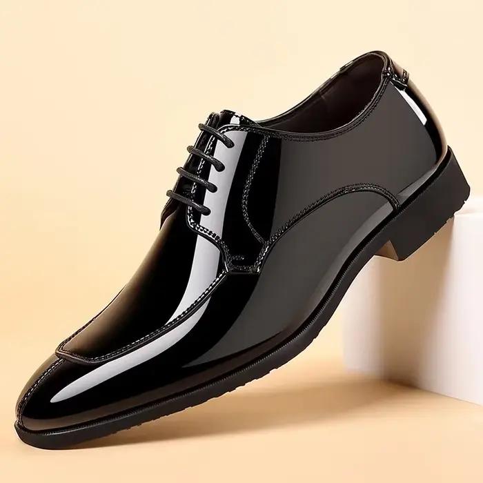 Chaussures en cuir verni pour hommes, chaussures Oxford de luxe à bout pointu, chaussures formelles