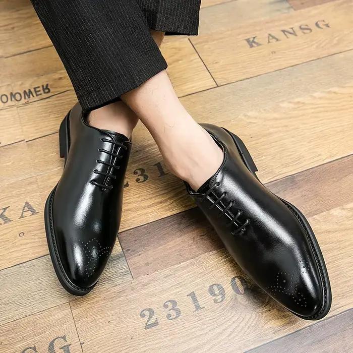 Nouveau Chaussures richelieu à semelle rouge hommes d'affaires noirs chaussures formelles à lacets b