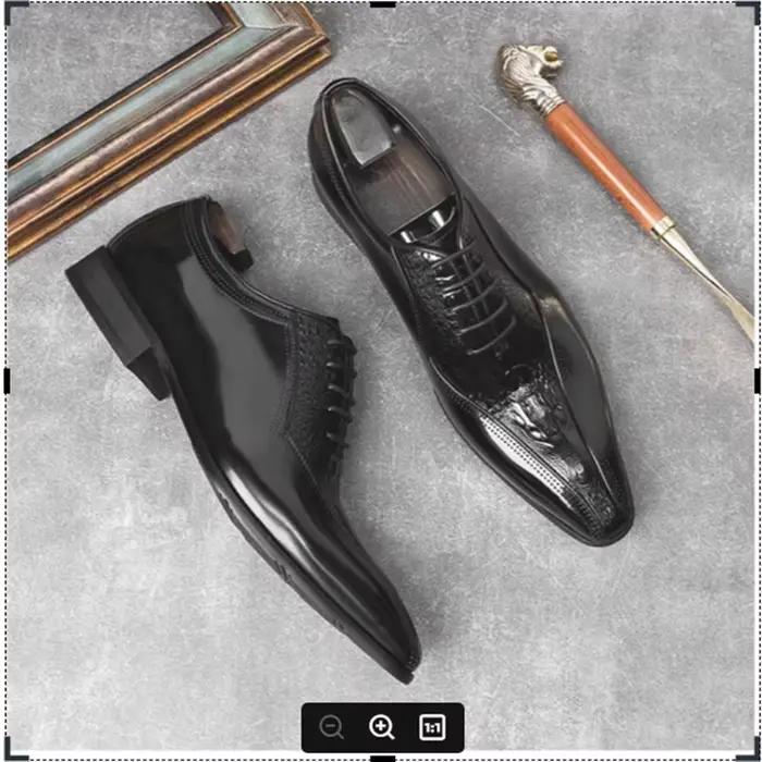 Shoe Guy. Chaussures provoqué en cuir pour hommes, crocodiles en relief, hommes à la mode, style div