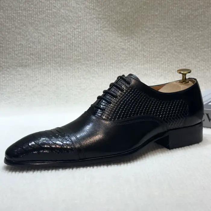 Chaussures Derby de luxe en cuir véritable pour hommes, Style italien, bout pointu, Oxford formelles