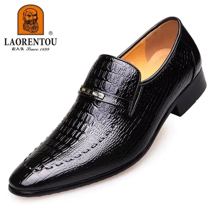 LAORENTOU-Chaussures d'affaires britanniques en cuir véritable pour hommes, 022762