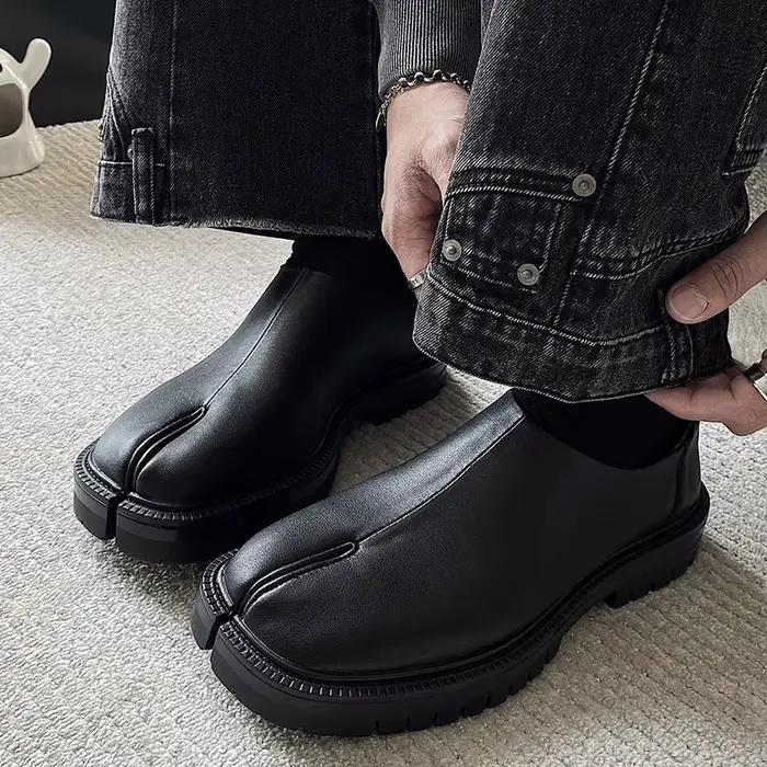Maganad Tabi Babouches-Mocassins plats en cuir véritable pour hommes et femmes, chaussures de couple