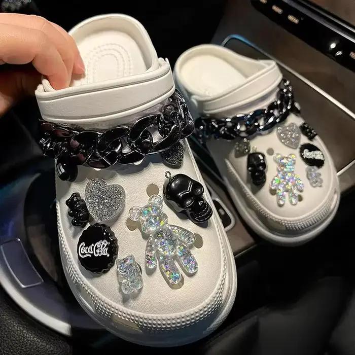 Offre spéciale Bundle pour chaîne argentée trou chaussures breloques concepteur mode tendance breloq