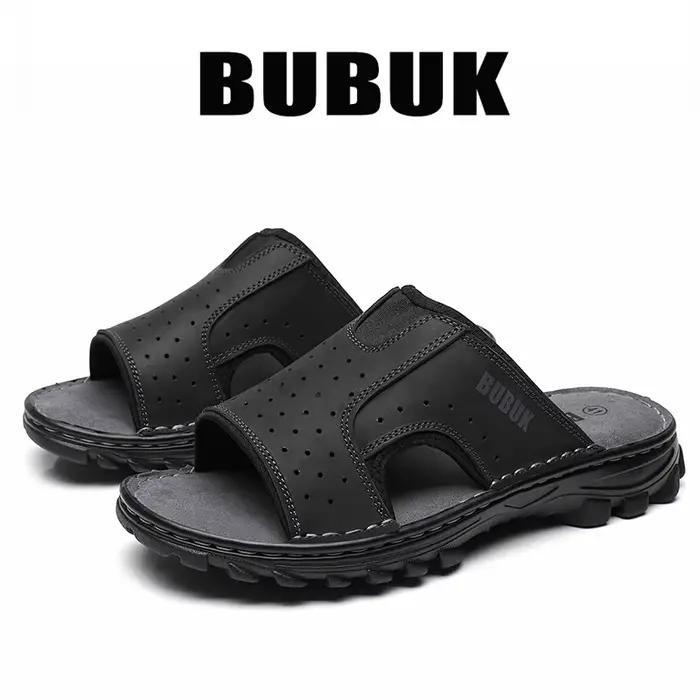 Chaussures de sport et de plage pour hommes Bubuk, pantoufles en cuir véritable avec un design confo