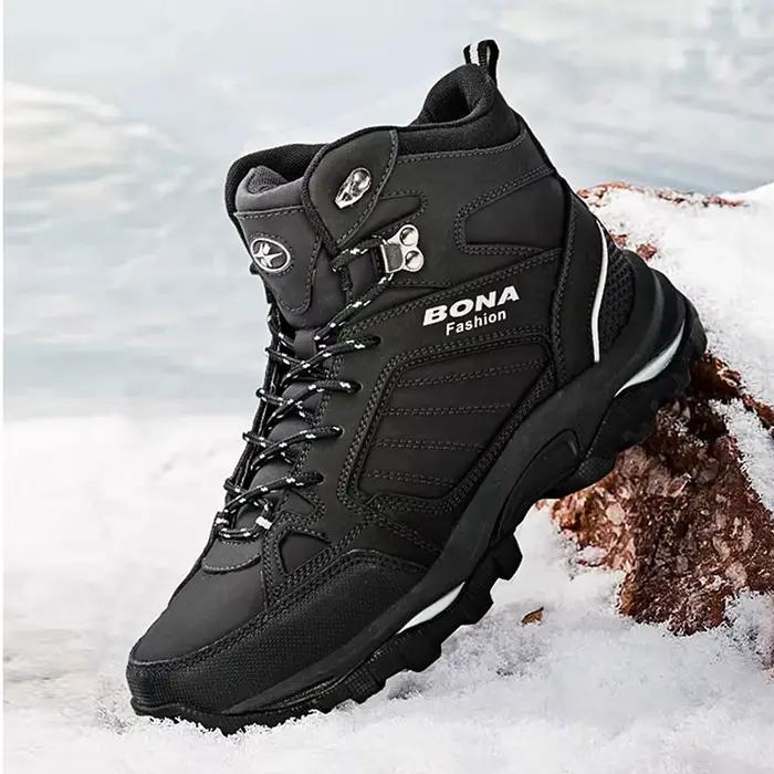 BONA-Bottes en cuir coordonnantes pour homme, chaussures de neige confortables et durables, courtes