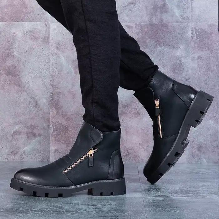 Bottes de cowboy à plateforme en cuir véritable pour homme, beau style de rue, style britannique, co