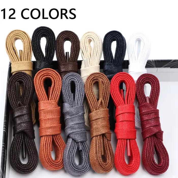 1 paire de lacets plats en coton ciré 0.8CM de largeur lacets de chaussures imperméables bottes unis