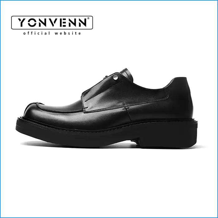 Frankenstein chaussures derby à bout carré avec sensation haut de gamme en cuir véritable rétro