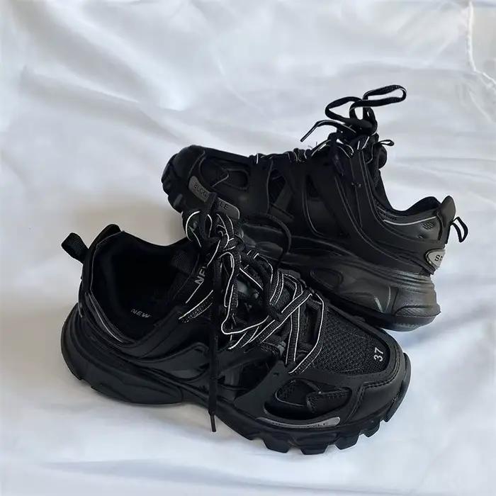 Marque Design noir grosses baskets unisexe mode nouveaux hommes papa chaussures