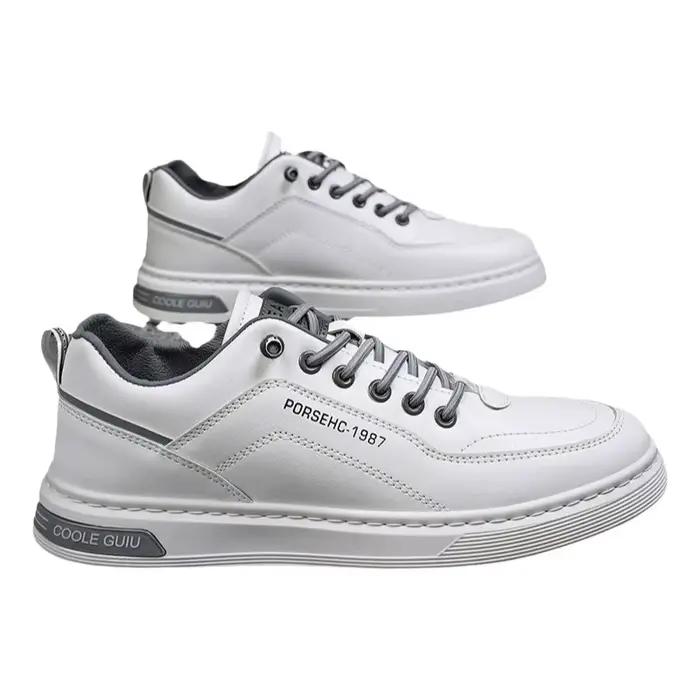 Chaussures décontractées homme en cuir véritable à bout rond semelle caoutchouc pour homme style tendance et confort durable occassions décontractées