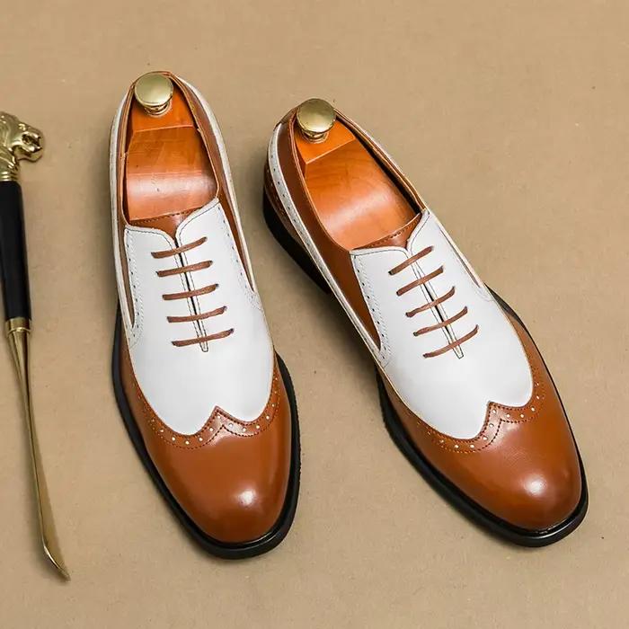 Chaussures Richelieu Haut de Gamme pour Hommes en Cuir Véritable – Mocassins Habillés pour Tenues Formelles