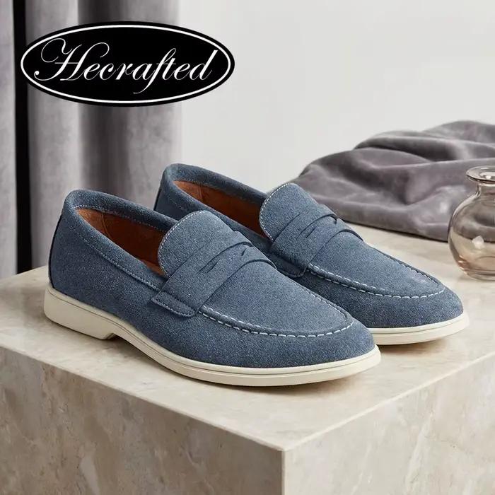 Mocassins homme hecrafted respirants confortables pour printemps automne ocassions quotidiennes pointure ajustée matériaux synthétiques et cuir collage semelle en caoutchouc et eva