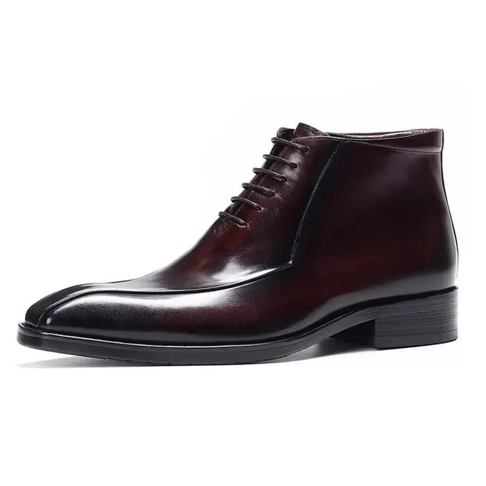 Chaussures Chelsea en cuir véritable ASTON M.JAZZ pour hommes bout carré style britannique occassions spéciales hiver bottes haut de gamme faites à la main